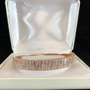 14kt Rose Gold Over Silver Cubic Zirconia Bangle Bracelet $375 NWB